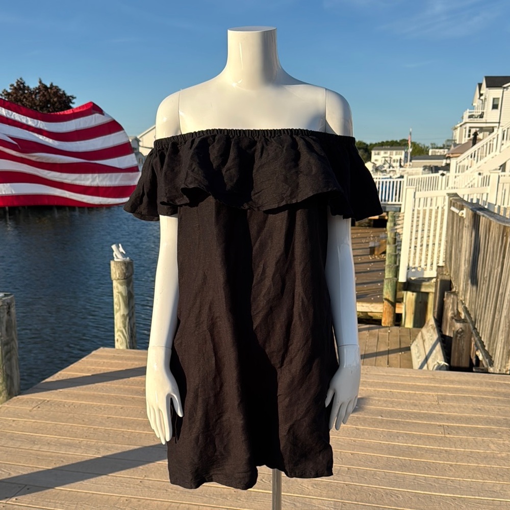 Tommy Bahama Black Ruffled Strapless Sundress